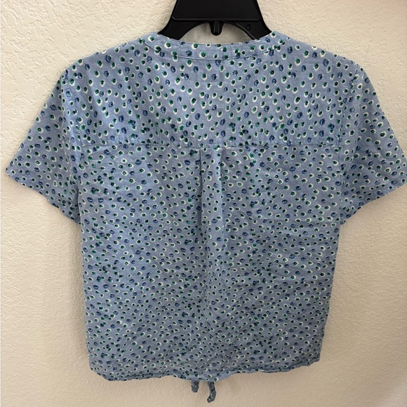 J. Crew Blue Short Sleeve Button Top - Picture 2 of 3